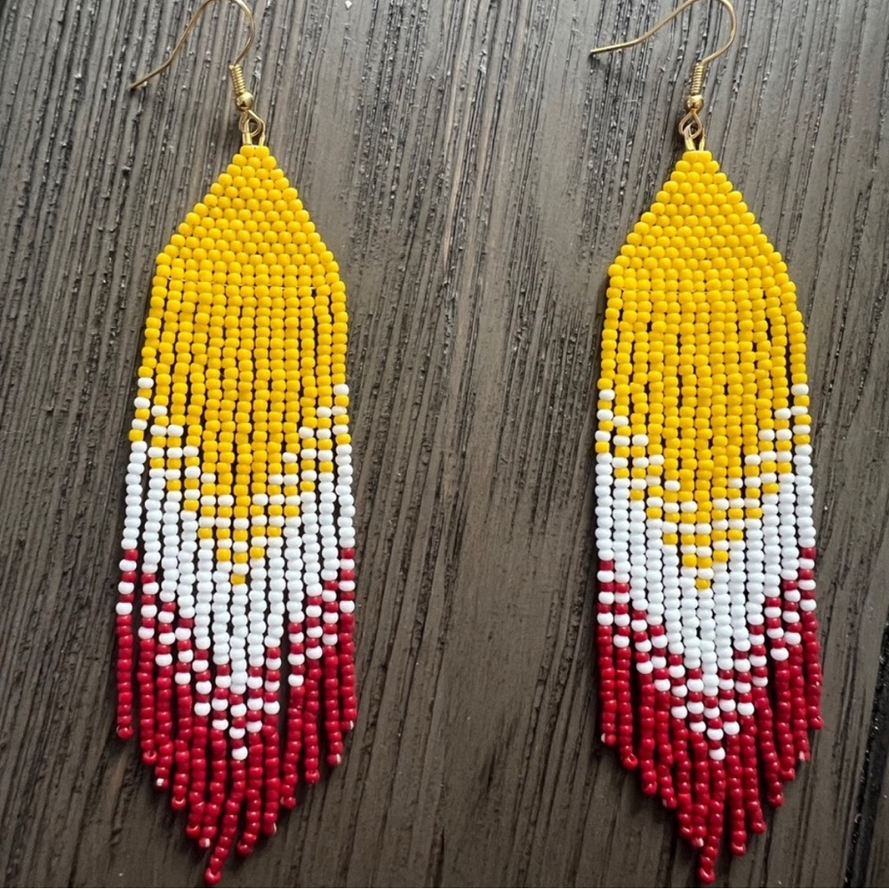 KC Chiefs Beaded Fringe Earrings